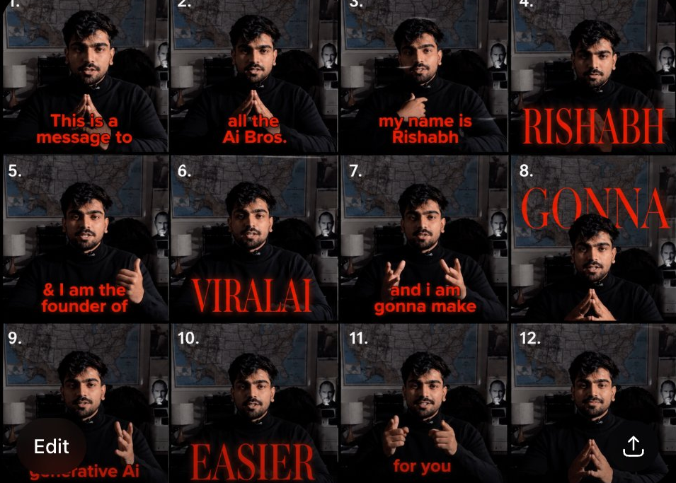 4 by 3 grid of twelve storyboard panels with red captions